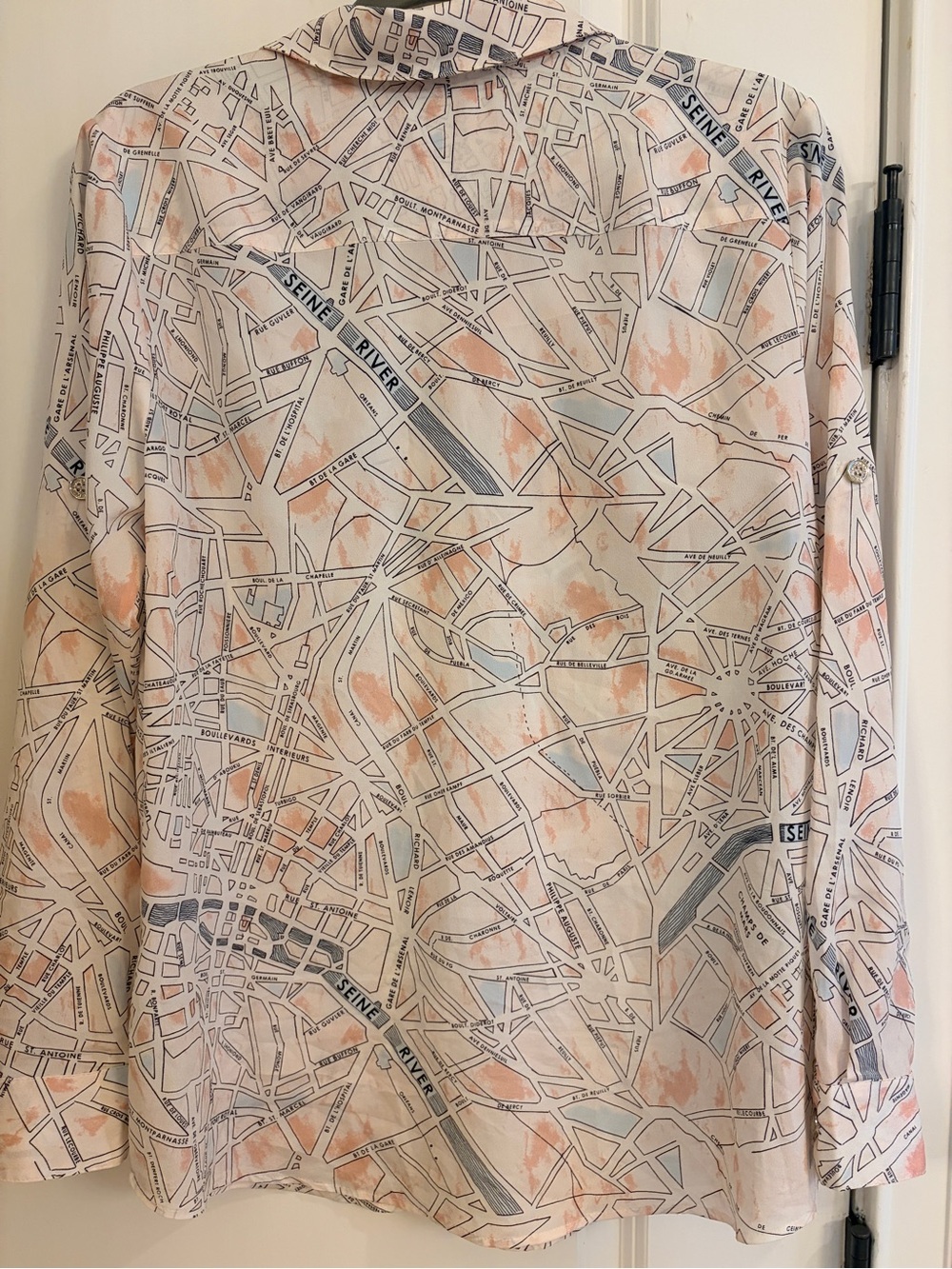 Karl Lagerfeld Paris Paris Map Print Blouse Size M - Picture 3 of 11